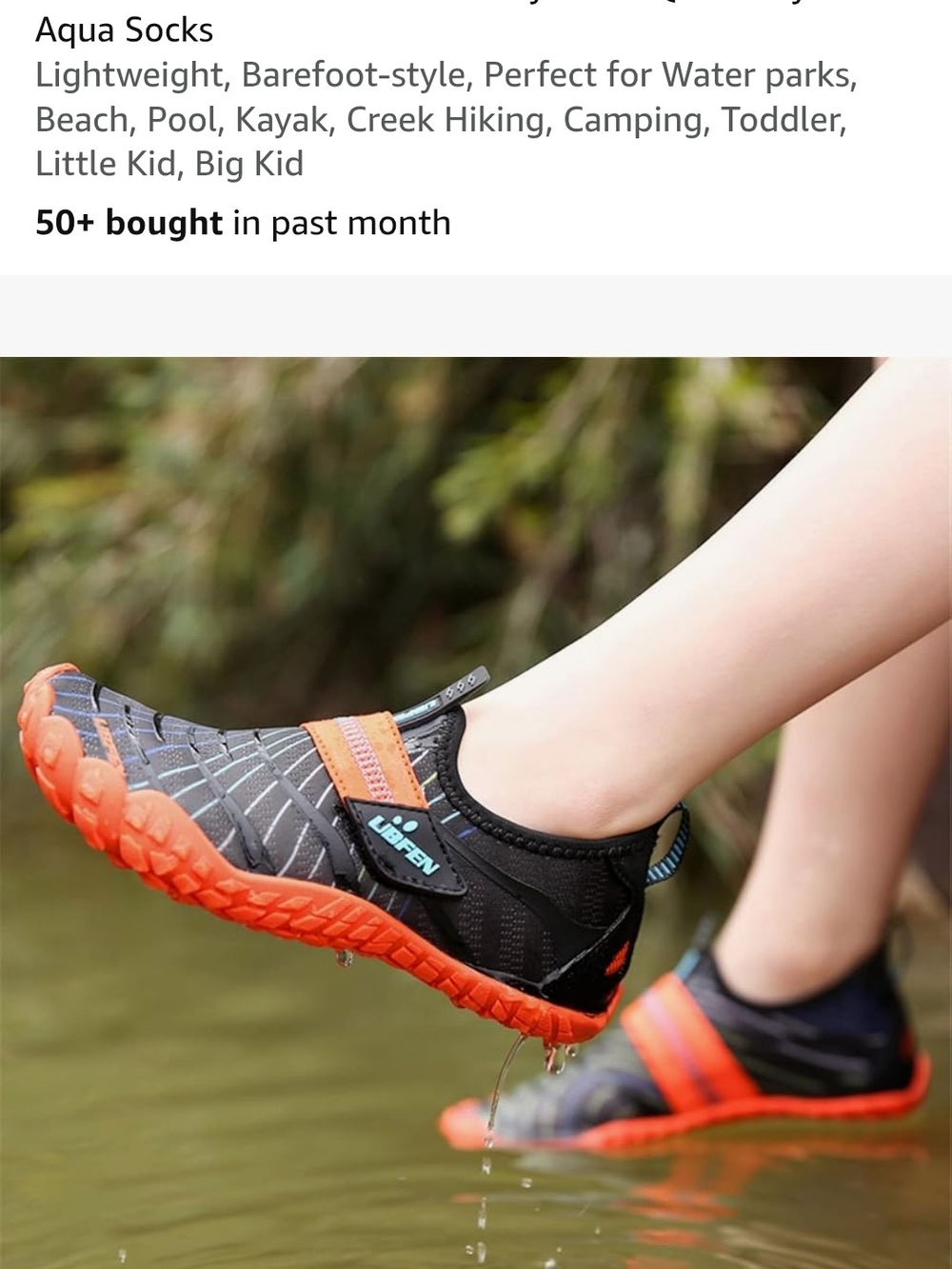 Kids Aqua Socks Water Shoes - Black and Orange
